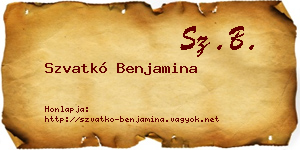 Szvatkó Benjamina névjegykártya